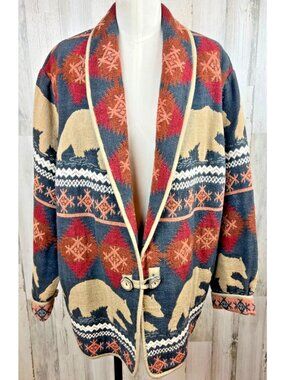 Vtg Flashback Women's Bear Blazer Jacket Western Southwest Tapestry Size Large